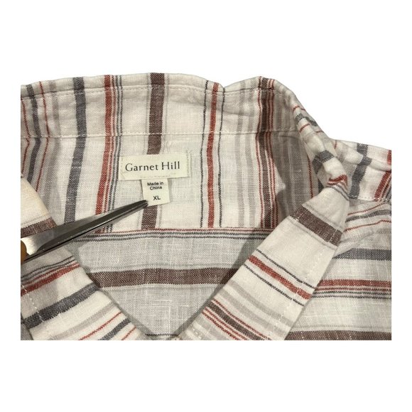 Garnet Hill Shirt Dress women's size ExtraLarge white striped LINEN button tunic - Picture 10 of 13